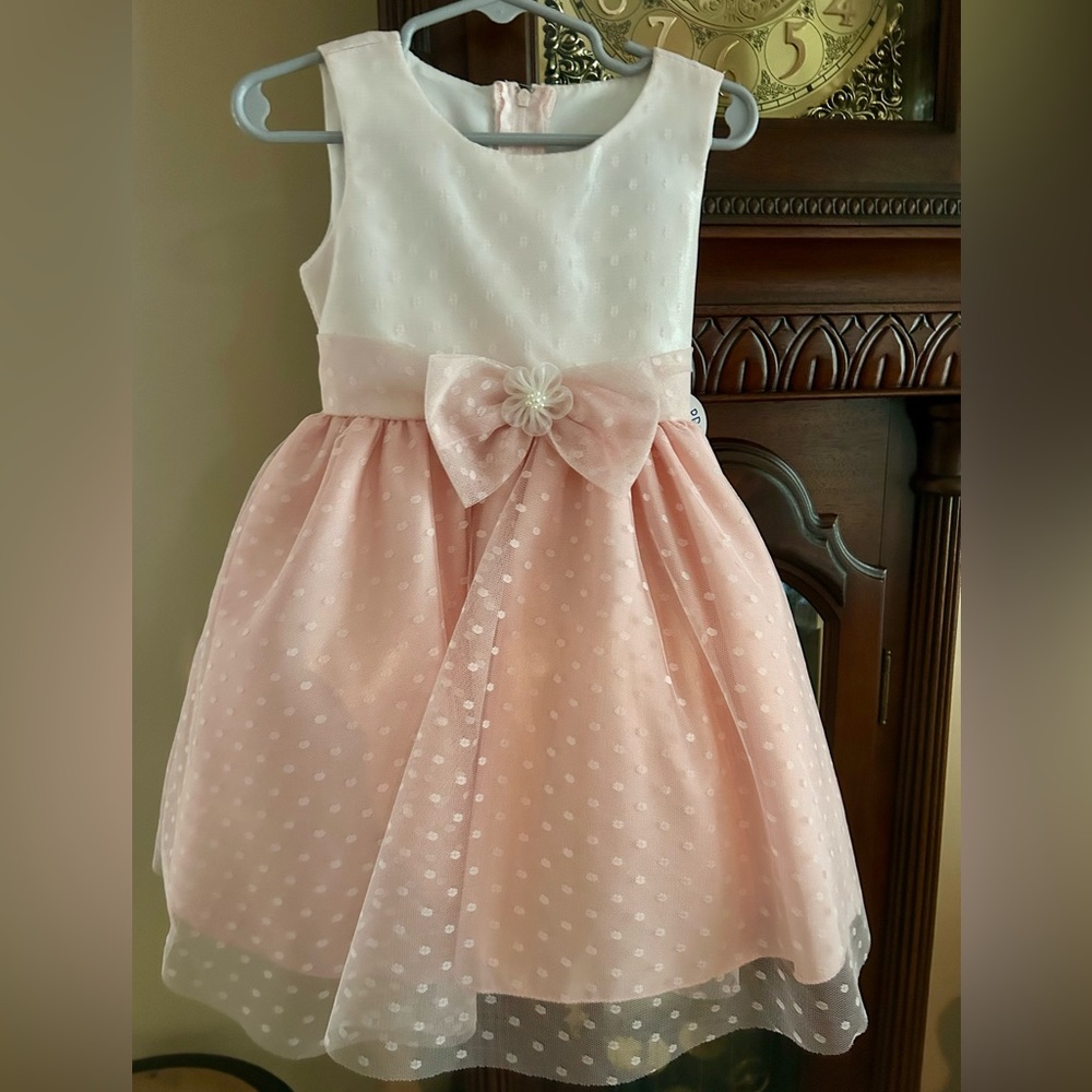 Elegant Pink and White Kids Formal Dress